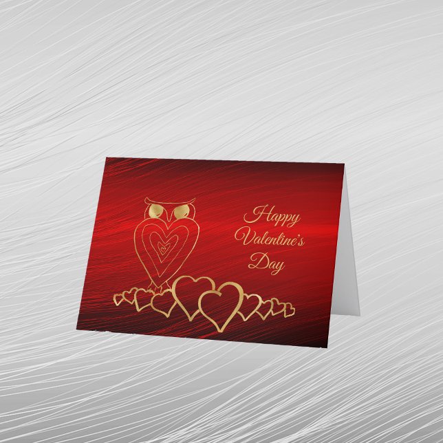 Cartes Pour Fêtes Annuelles Glam Gold Owl Heart Valentine (Créateur téléchargé)