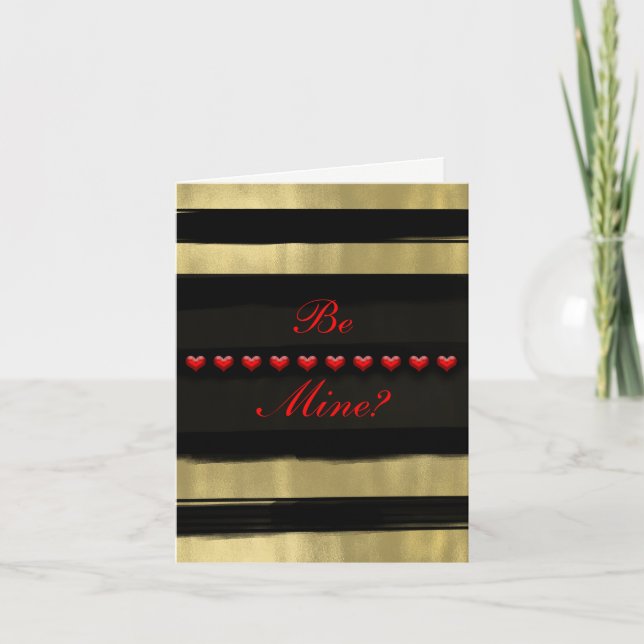 Cartes Pour Fêtes Annuelles Glam moderne Black & Gold Red Hearts Valentine (Devant)