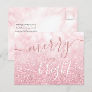 Cartes Pour Fêtes Annuelles Glam Rose OR Noël Parties scintillant de Noël Marb