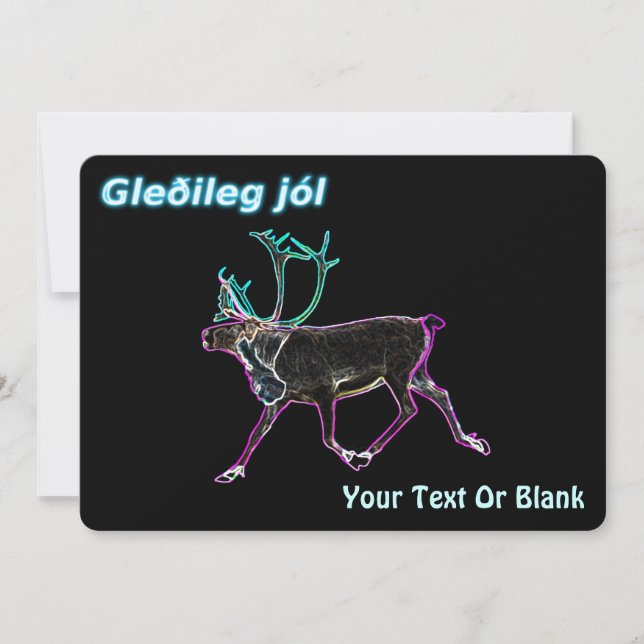 Cartes Pour Fêtes Annuelles Gleðileg Jól - Caribou électrique (Devant)