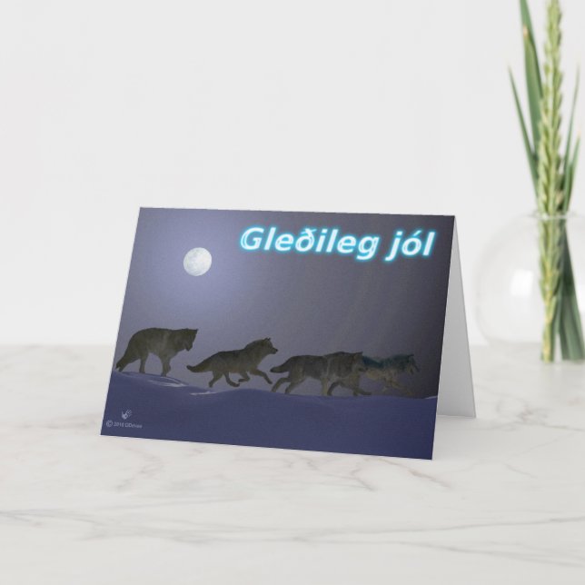 Cartes Pour Fêtes Annuelles Gleðileg jól - Pack Wolf (Devant)