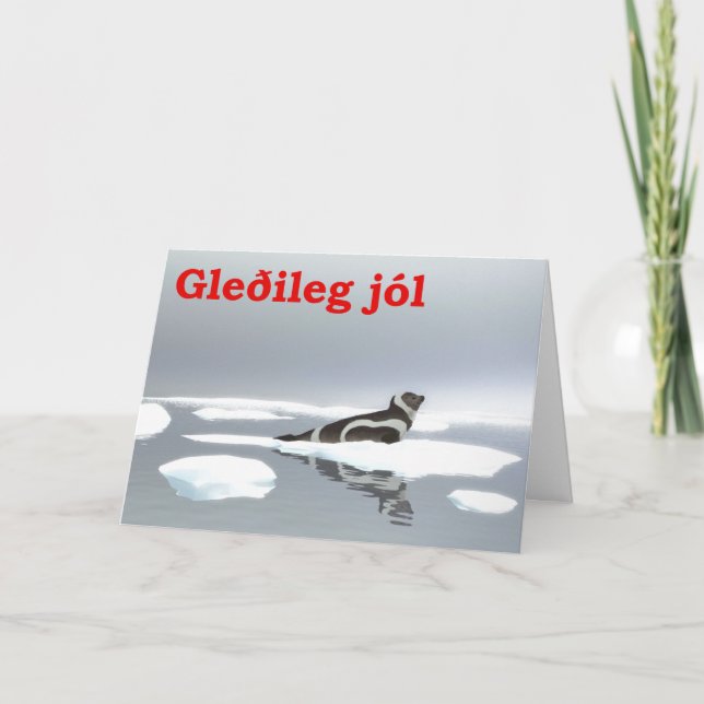 Cartes Pour Fêtes Annuelles Gleðileg jól - Sceau de ruban (Devant)