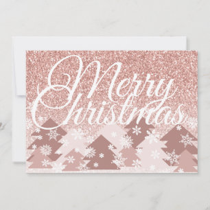 Cartes Pour Fêtes Annuelles Glitter Rose Fête de Noël Arbres Roses