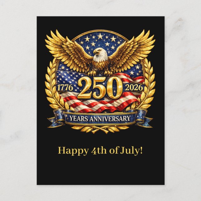 Cartes Pour Fêtes Annuelles Glittered Semiquincentennial Eagle Emblem  (Devant)
