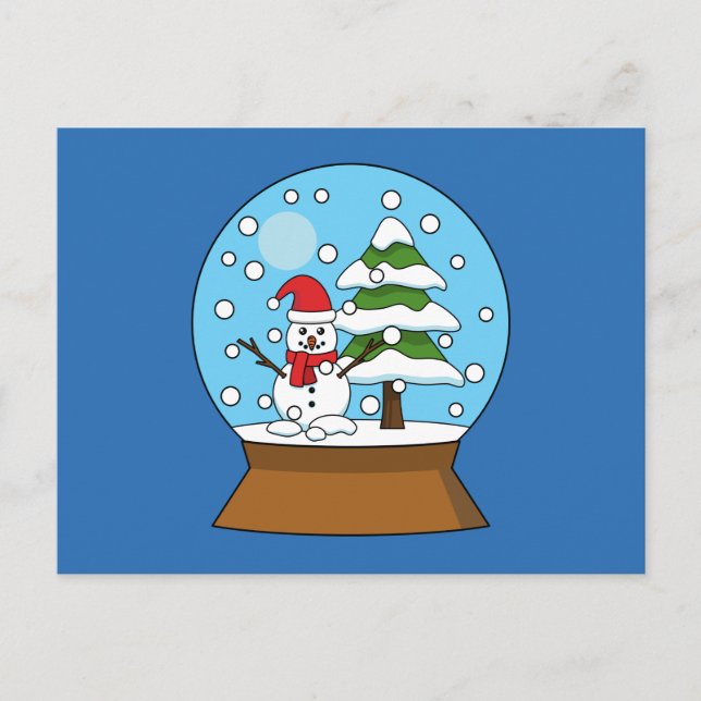 Cartes Pour Fêtes Annuelles Globe de neige avec Snowman et Pine Tree (Devant)