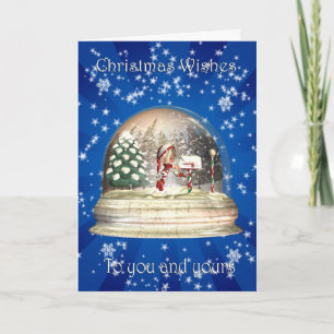 Cartes Pour Fêtes Annuelles Globe de neige de Noël avec petit elfe et boîte au