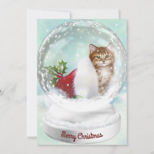 Cartes Pour Fêtes Annuelles Globe De Neige Kitten De Noël En Stocker