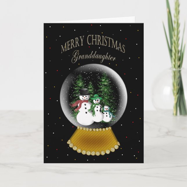 CARTES POUR FÊTES ANNUELLES GLOBE DE NEIGE - NOËL - PETITE-FILLE (Devant)