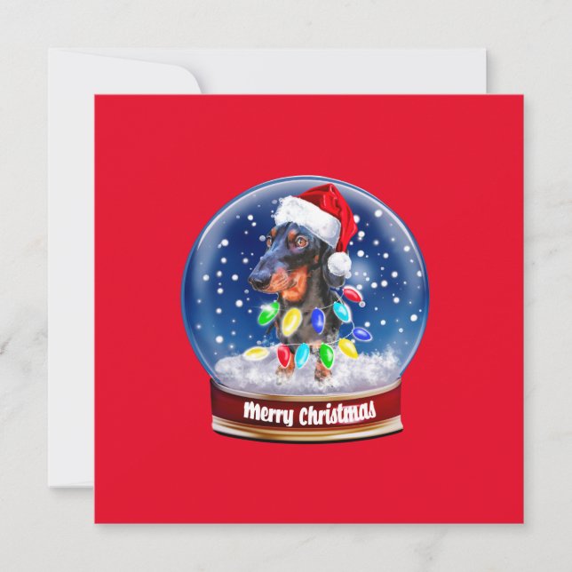 Cartes Pour Fêtes Annuelles Globe des neiges de chien de Noël de joyeux saucis (Devant)