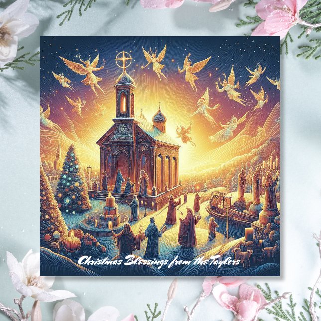 Cartes Pour Fêtes Annuelles Gloire à Dieu Anges Religieux Jésus chrétien (Glory to God Angels Religious Jesus Christian Holiday Card)