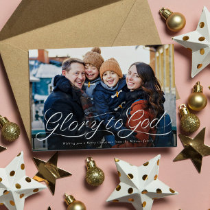 Cartes Pour Fêtes Annuelles Gloire à Dieu écriture religieuse photo Noël