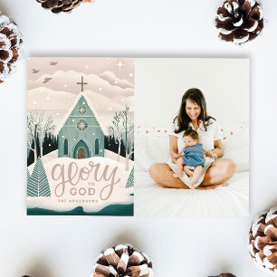 Cartes Pour Fêtes Annuelles Gloire à Dieu   Église religieuse de Noël Photo