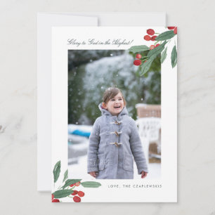 Cartes Pour Fêtes Annuelles Gloire à Dieu Feuilles et Baies Vertes Photo