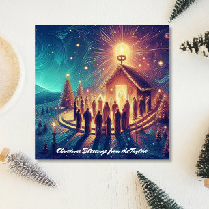 Cartes Pour Fêtes Annuelles Gloire à Dieu Gold Stars Religieux Jésus chrétien