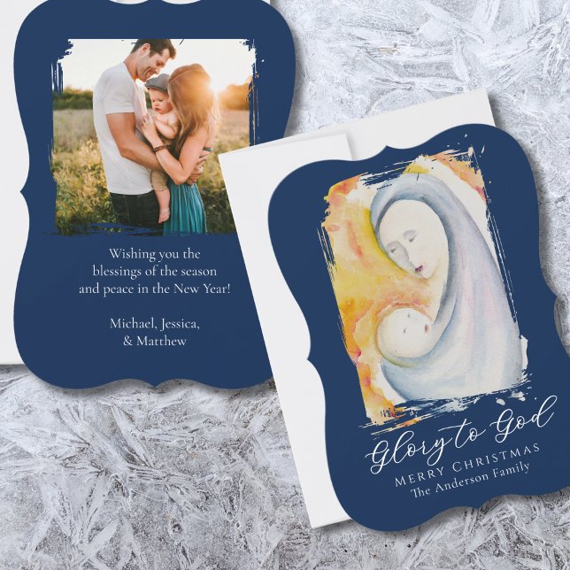 Cartes Pour Fêtes Annuelles Gloire à Dieu Madonna et Enfant Religieux (Créateur téléchargé)