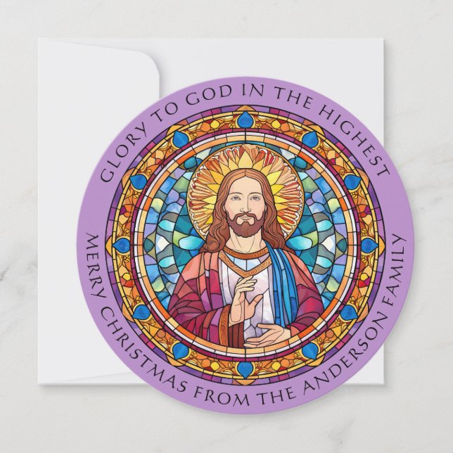 Cartes Pour Fêtes Annuelles Gloire à Dieu Noël chrétien religieux (Devant)