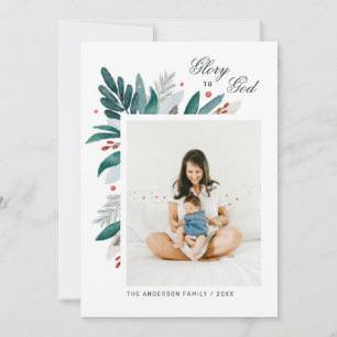 Cartes Pour Fêtes Annuelles Gloire à Dieu. Noël religieux botanique floral