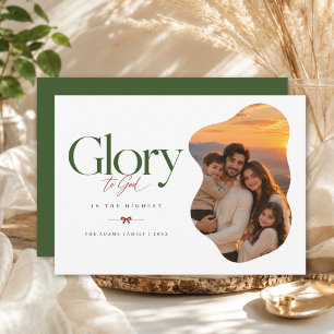 Cartes Pour Fêtes Annuelles Gloire à Dieu Photo Ondulée Moderne Religieuse Noë