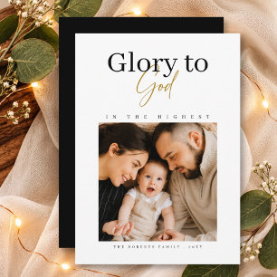 Cartes Pour Fêtes Annuelles Gloire à Dieu Photo Religieuse Minimale Noël