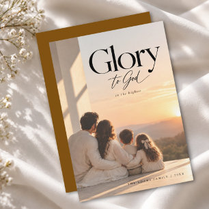 Cartes Pour Fêtes Annuelles Gloire à Dieu Photo Religieuse Paisible Noël