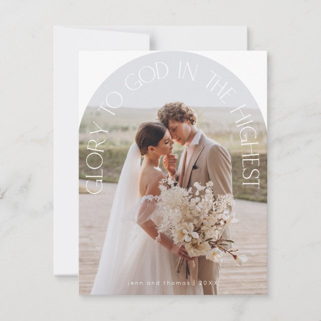 Cartes Pour Fêtes Annuelles Gloire à Dieu typographie d'arche moderne Noël (Devant)