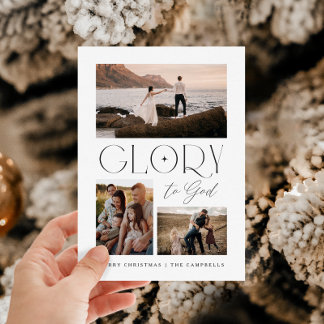 Cartes Pour Fêtes Annuelles Gloire minimaliste moderne à Dieu Photo de Noël