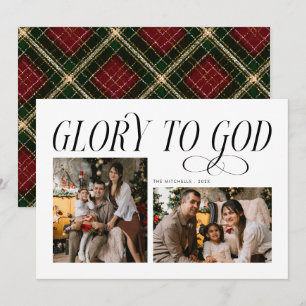 Cartes Pour Fêtes Annuelles Gloire moderne à Dieu 2 Photo Motif Tartan