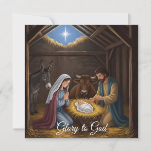 Cartes Pour Fêtes Annuelles Gloire Religieuse Élégante à Dieu Noël Chrétien