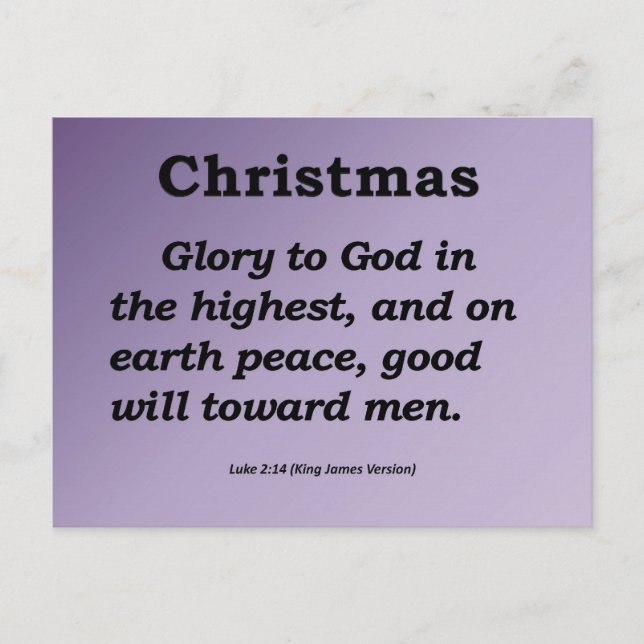 Cartes Pour Fêtes Annuelles Glory to God on High Christmas Luke 2:14 (Devant)