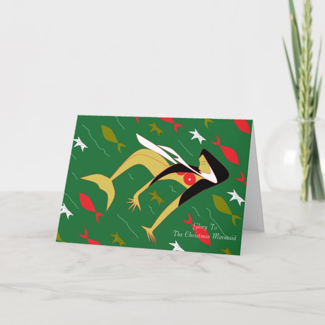Cartes Pour Fêtes Annuelles Glory to the Christmas Mermaid (Devant)