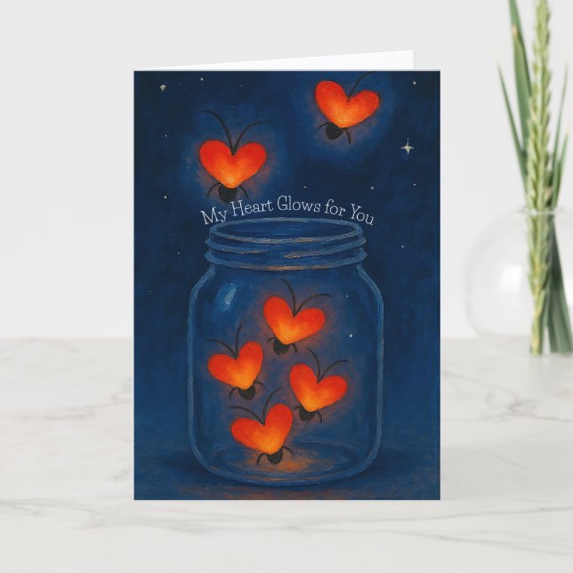 Cartes Pour Fêtes Annuelles Glowing Heart Bugs in a Jar Love (Devant)