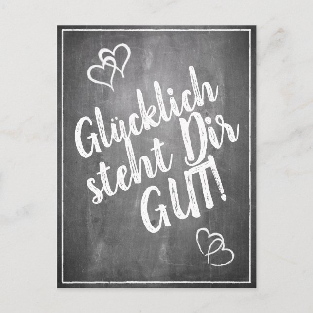 Cartes Pour Fêtes Annuelles Glücklich steht Dir intestin ! - im Kreidetafelsti (Devant)