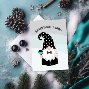 Cartes Pour Fêtes Annuelles Gnome avec Champagne Joie des Fêtes de Fin d'Année