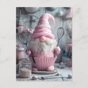 Cartes Pour Fêtes Annuelles Gnome Cupcake à pâtisserie rose adorable