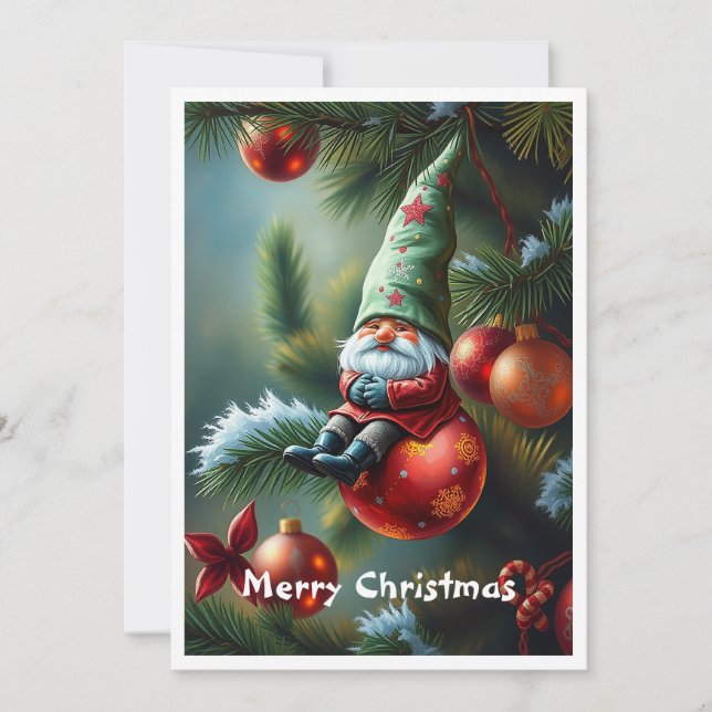 Cartes Pour Fêtes Annuelles Gnome Cute Funny Imaginaire Whimsical branché Pas  (Devant)