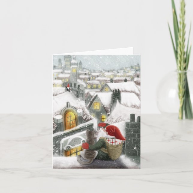 Cartes Pour Fêtes Annuelles Gnome dans le paysage scandinave (Devant)