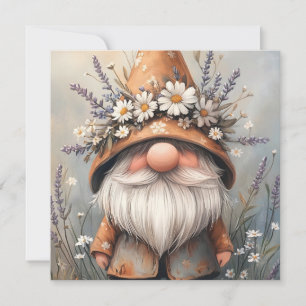 Cartes Pour Fêtes Annuelles Gnome de Fleur Whimsical : Adorable aquarelle Art