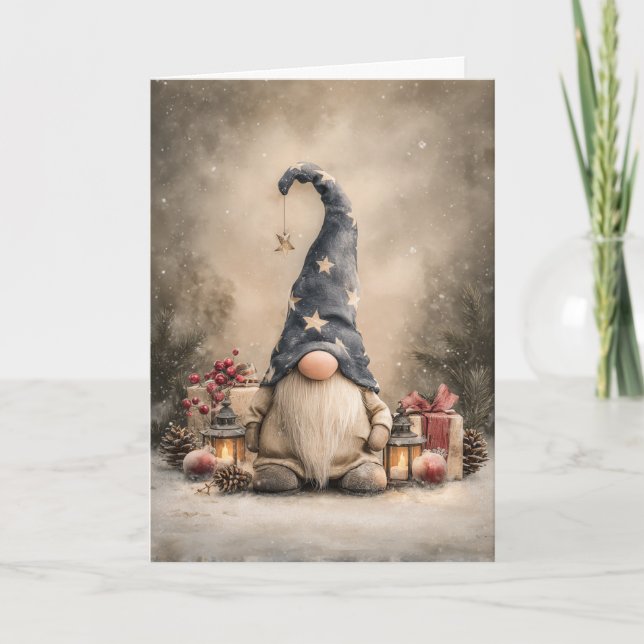 Cartes Pour Fêtes Annuelles Gnome de la magie de Noël (Devant)