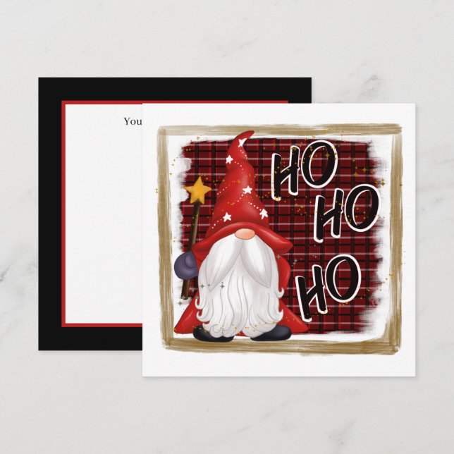 Cartes Pour Fêtes Annuelles gnome de Noël festif ajouter un sentiment (Devant / Derrière)