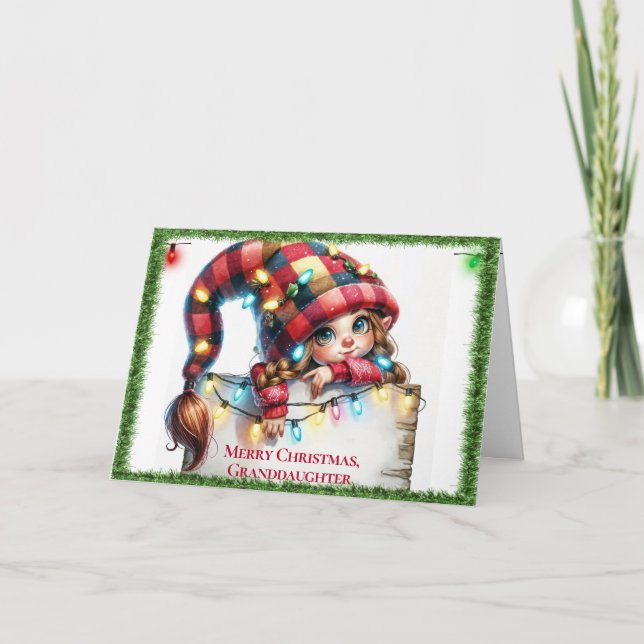 Cartes Pour Fêtes Annuelles Gnome de Noël pour petite-fille (Devant)