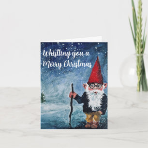 Cartes Pour Fêtes Annuelles Gnome de Noël sifflant fantaisiste sans photo