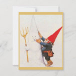 Cartes Pour Fêtes Annuelles Gnome de Noël Vintage Fabriquant Snowman<br><div class="desc">Vintage Noël Gnome Fabriquant Snowman Holiday Card.</div>