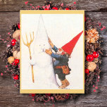 Cartes Pour Fêtes Annuelles Gnome de Noël Vintage Fabriquant Snowman<br><div class="desc">Vintage Noël Gnome Fabriquant Snowman Holiday Card.</div>