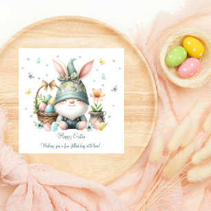 Cartes Pour Fêtes Annuelles Gnome de Pâques mignon aquarelle et papillons