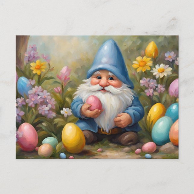 Cartes Pour Fêtes Annuelles Gnome de Pâques mignonne avec oeufs de Pâques et f (Devant)