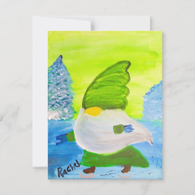 Cartes Pour Fêtes Annuelles Gnome de patinage (Devant)