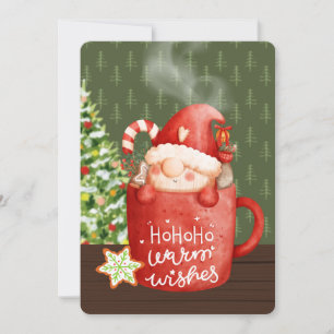 Cartes Pour Fêtes Annuelles Gnome de vœux chaleureux Mug de Noël Aquarelle