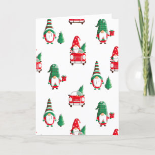Cartes Pour Fêtes Annuelles Gnome Drôle Vintage Vert Rouge Tendance