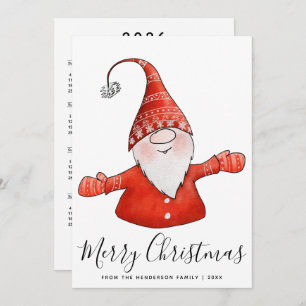 Cartes Pour Fêtes Annuelles Gnome en rouge 2025 Calendrier Joyeux Noël nordiqu