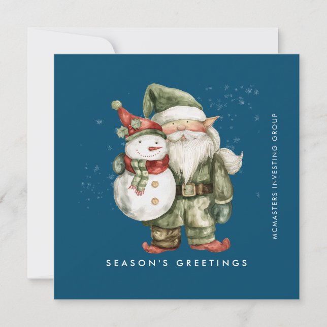 Cartes Pour Fêtes Annuelles Gnome et Snowman Bonnes Fêtes Business Flat (Devant)
